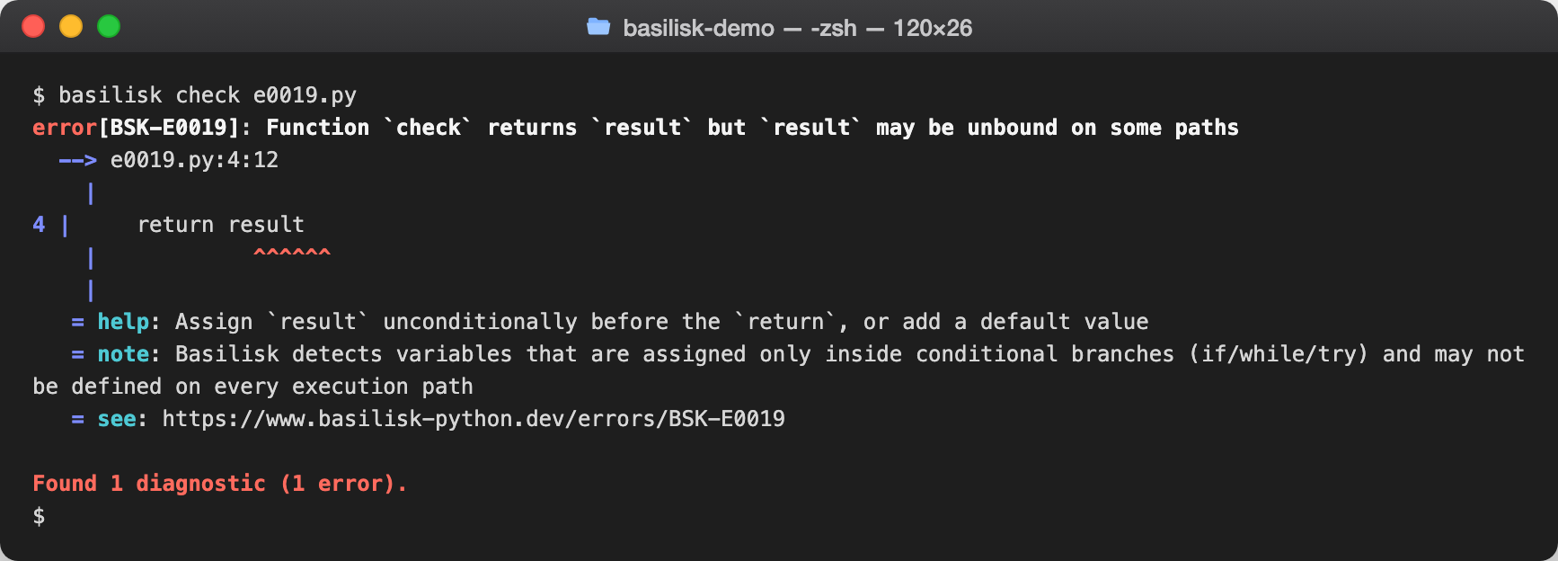 basilisk check output reporting names_unbound for an unbound variable